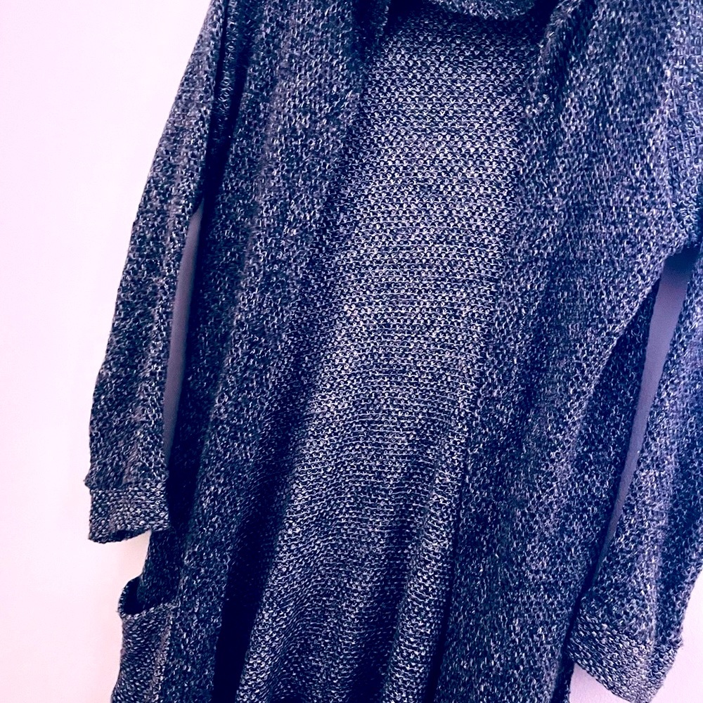 Cozy Knit Women's Open Knit Cardigan Sweater - Charcoal LIKE NEW